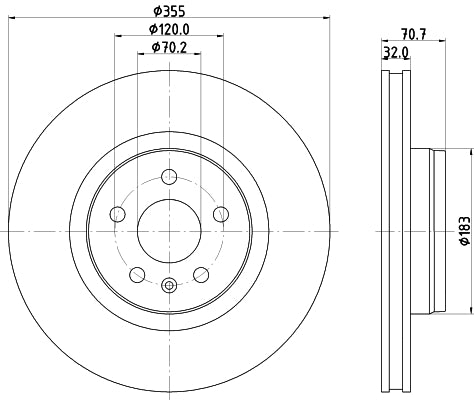 HELLA Brake Disc - 56139PRO_HC - for e.g. TESLA 8DD355132-931