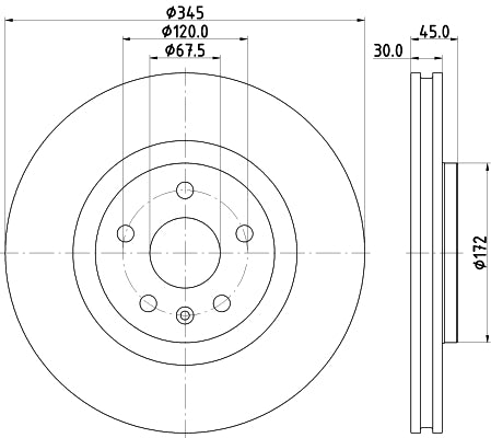 HELLA Brake Disc - 56145PRO_HC - for e.g. HOLDEN / OPEL / VAUXHALL 8DD355132-621