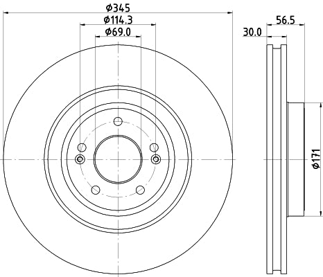 HELLA Brake Disc - 56148PRO_HC - for e.g. GENESIS / KIA 8DD355132-651