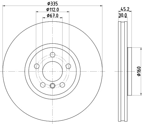 HELLA Brake Disc - 56162PRO_HC - for e.g. MINI 8DD355133-111
