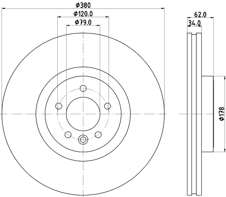HELLA Brake Disc - 56164PRO_HC - for e.g. LAND ROVER 8DD355132-951