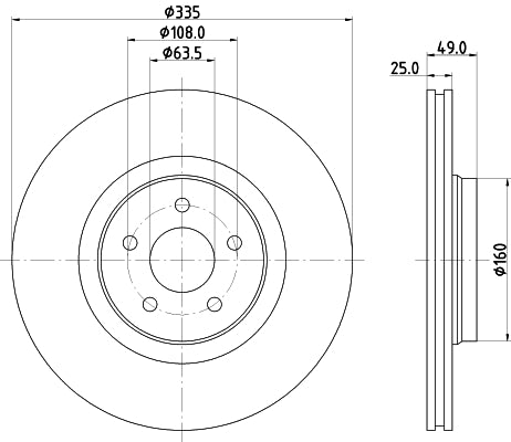 HELLA Brake Disc - 56178PRO_HC - for e.g. FORD / LINCOLN 8DD355134-631