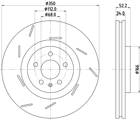 HELLA Brake Disc - 56190PRO_HC - for e.g. PORSCHE 8DD355134-361
