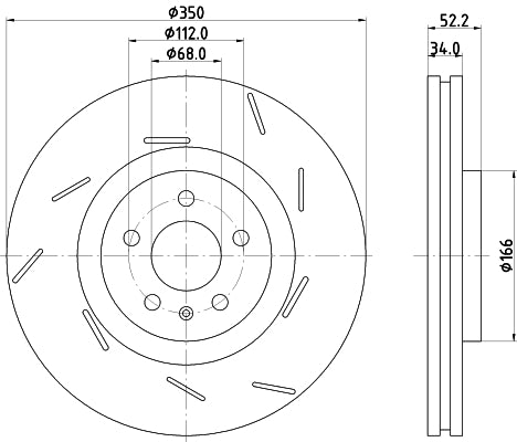 HELLA Brake Disc - 56191PRO_HC - for e.g. PORSCHE 8DD355134-351