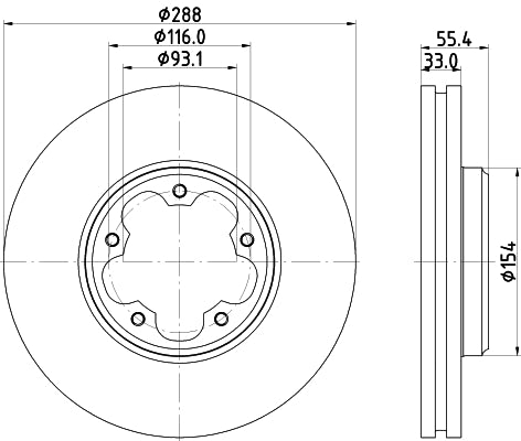 HELLA Brake Disc - 56203PRO - for e.g. FORD 8DD355133-161