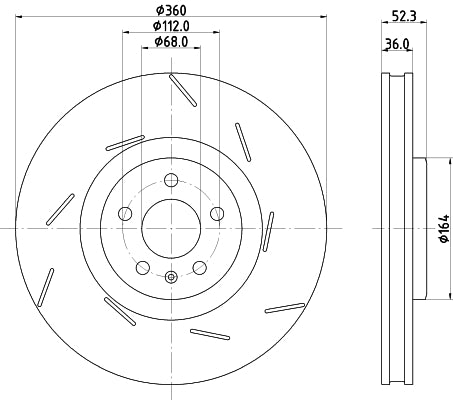 HELLA Brake Disc - 56341PRO_HC - for e.g. PORSCHE 8DD355134-671