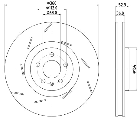 HELLA Brake Disc - 56342PRO_HC - for e.g. PORSCHE 8DD355134-701