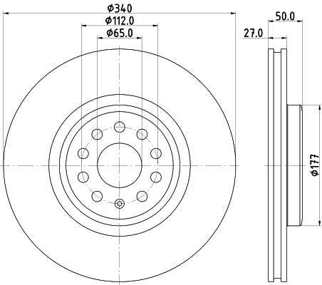 HELLA Brake Disc - 56374PRO_HC - for e.g. AUDI / CUPRA / SKODA / VW 8DD355134-751