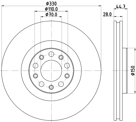 HELLA Brake Disc - 56379PRO_HC - for e.g. ALFA ROMEO 8DD355134-801