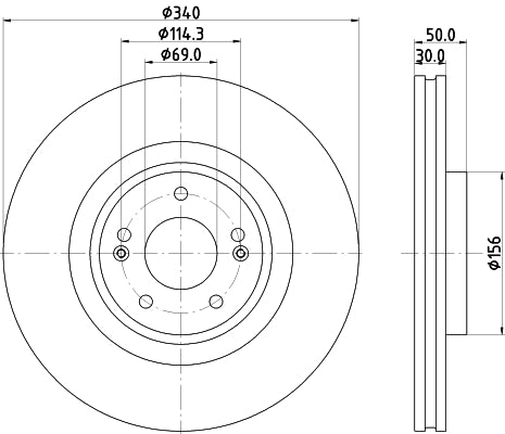 HELLA Brake Disc - 56428PRO - for e.g. HYUNDAI / KIA 8DD355134-871