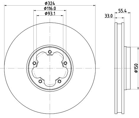 HELLA Brake Disc - 56471PRO 8DD355135-111