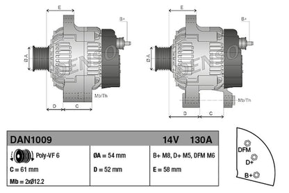 Denso Alternator DAN1009