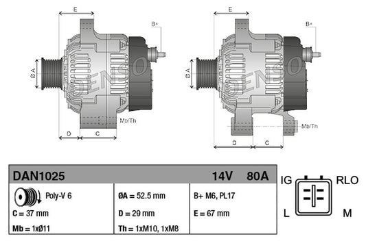 Denso Alternator DAN1025