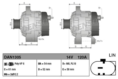 Denso Alternator DAN1305