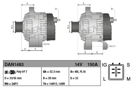 Denso Alternator DAN1483