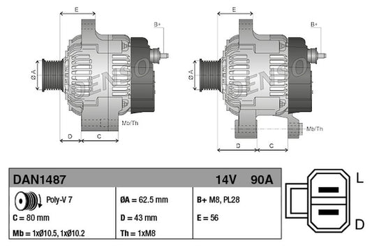 Denso Alternator DAN1487