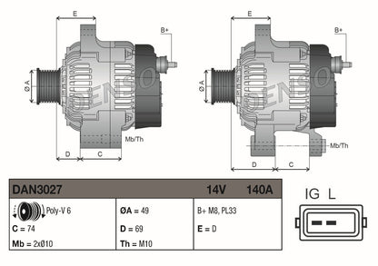 Denso Alternator DAN3027
