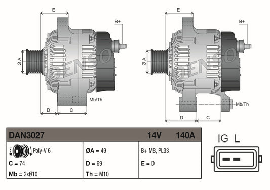 Denso Alternator DAN3027