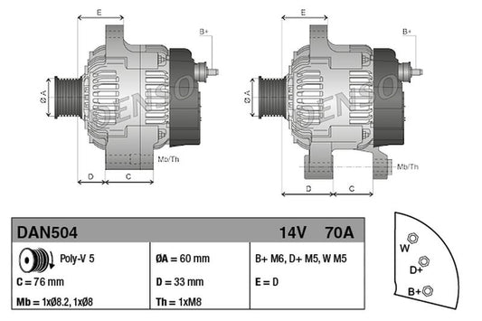 Denso Alternator DAN504