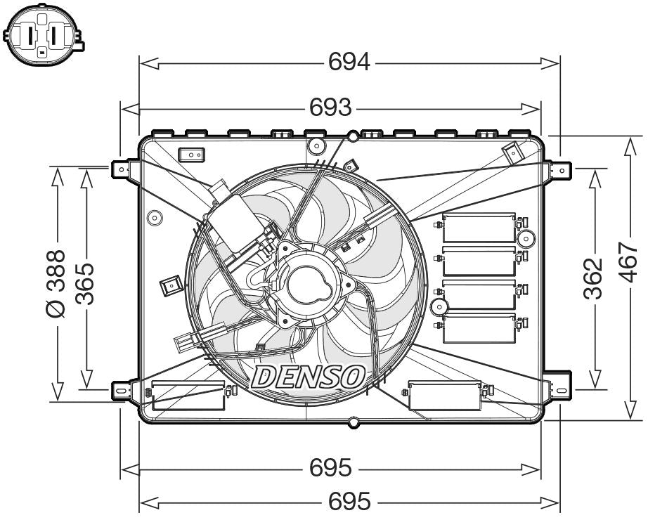 Denso Radiator Cooling Fan DER10010