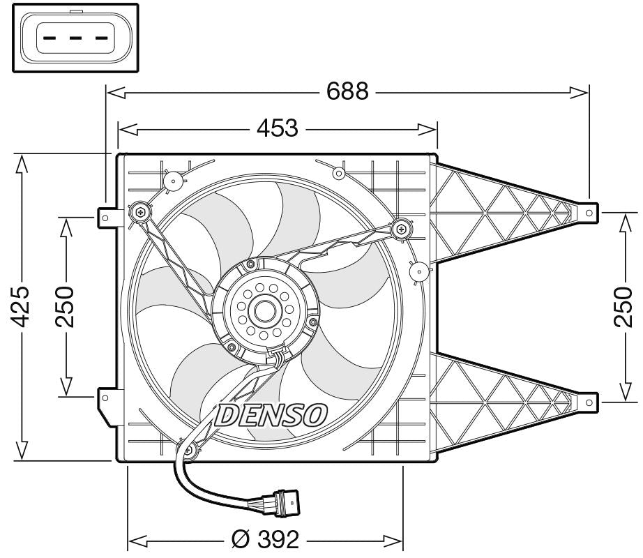 Denso Radiator Cooling Fan DER32015