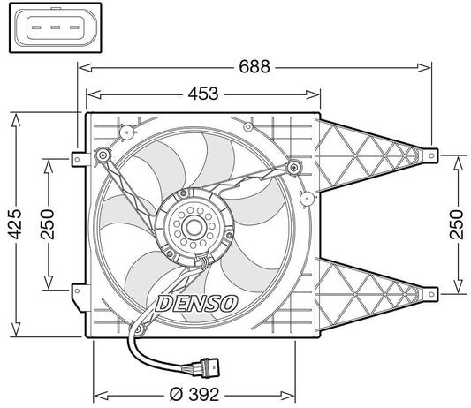 Denso Radiator Cooling Fan DER32016