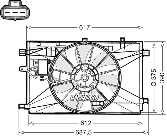 Denso Radiator Cooling Fan DER50003