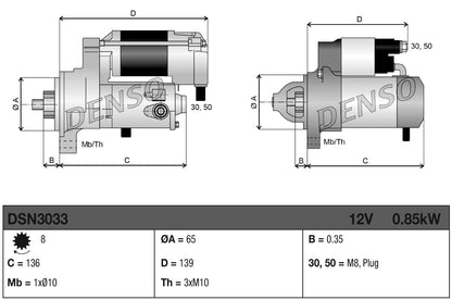 Denso Starter Motor DSN3033