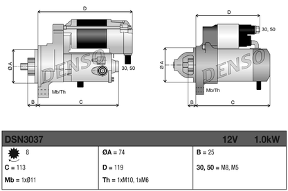 Denso Starter Motor DSN3037