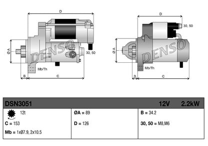 Denso Starter Motor DSN3051
