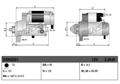 Denso Starter Motor DSN3051