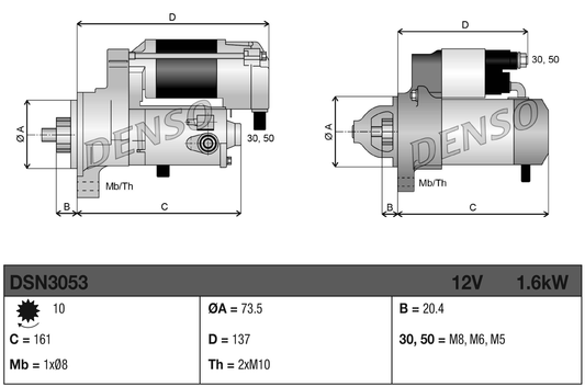 Denso Starter Motor DSN3053