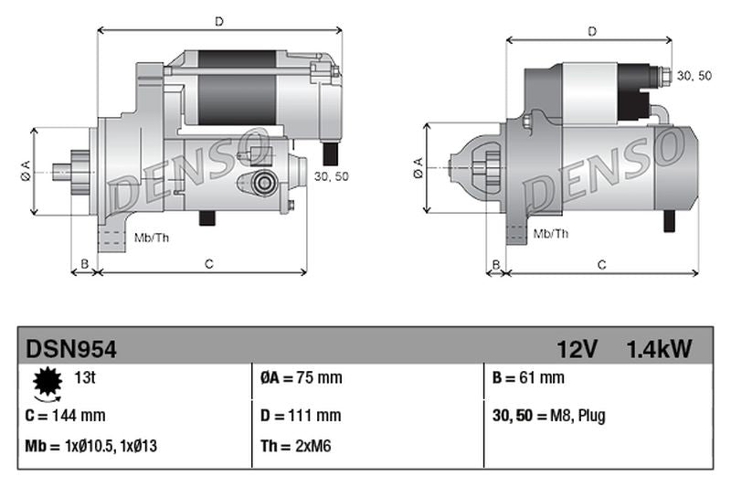 Denso Starter Motor DSN954