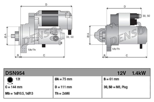 Denso Starter Motor DSN954