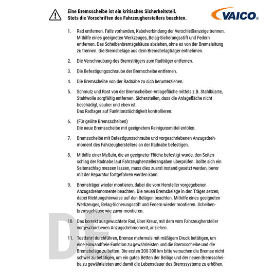 VAICO Brake Kit, disc brake V40-1614