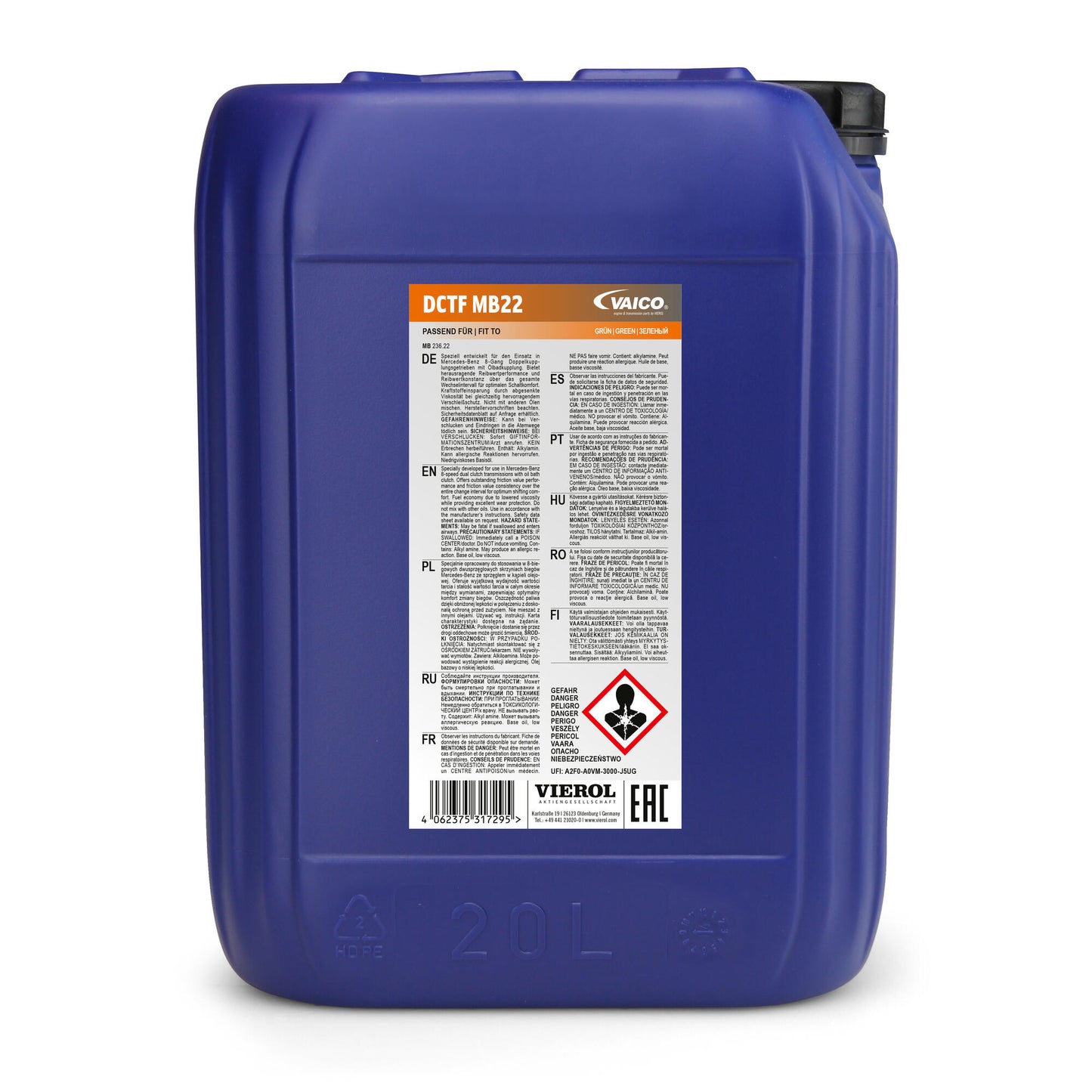 VAICO Automatic Transmission Fluid DCTF MB22 20 Ltr V60-0462