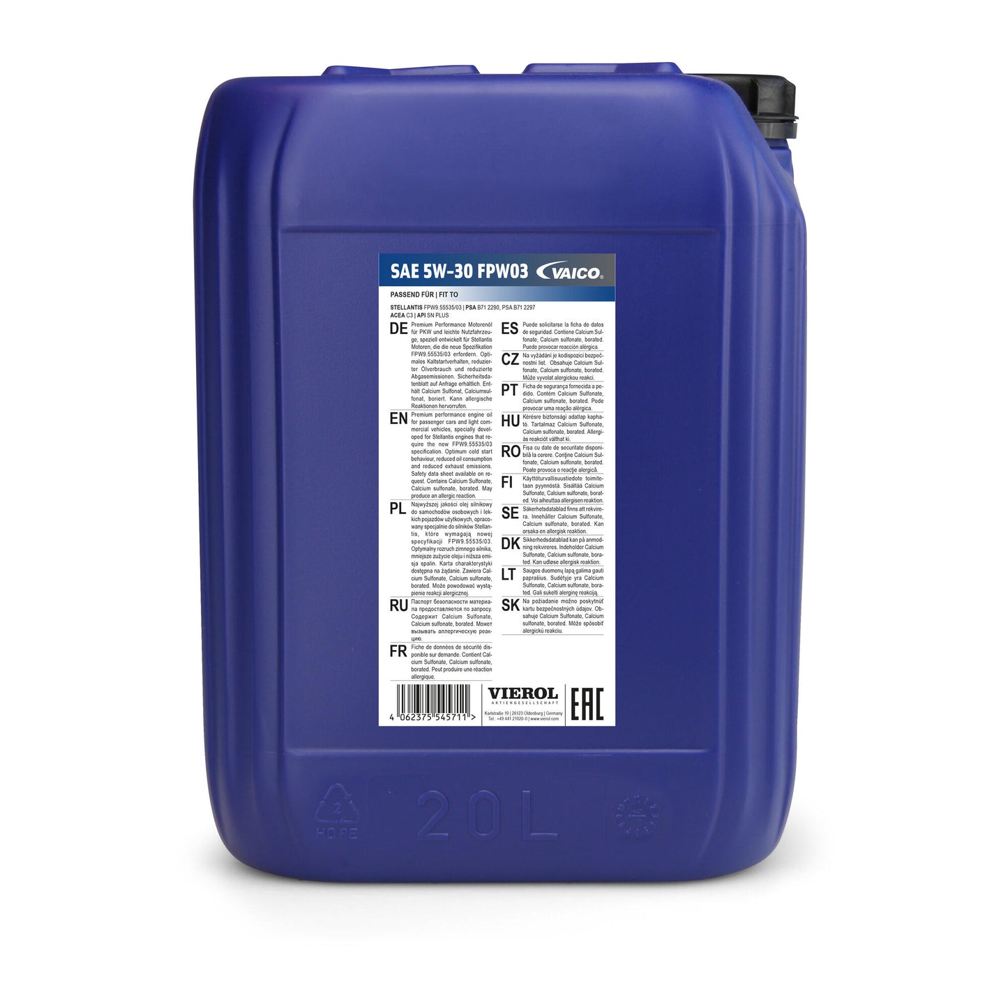 VAICO Engine Oil SAE 5W-30 FPW03 20 Ltr V60-0503