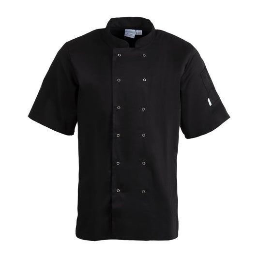Whites Vegas Unisex Chefs Jacket Short Sleeve Black 4XL - A439-4XL