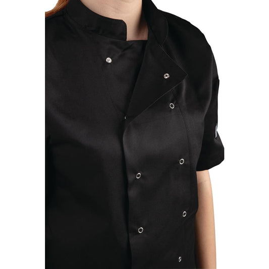 Whites Vegas Unisex Chefs Jacket Short Sleeve Black 4XL - A439-4XL
