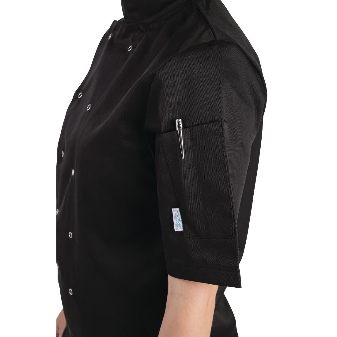 Whites Vegas Unisex Chefs Jacket Short Sleeve Black 4XL - A439-4XL