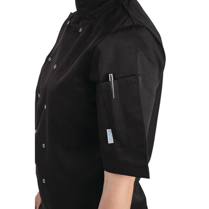 Whites Vegas Unisex Chefs Jacket Short Sleeve Black 4XL - A439-4XL