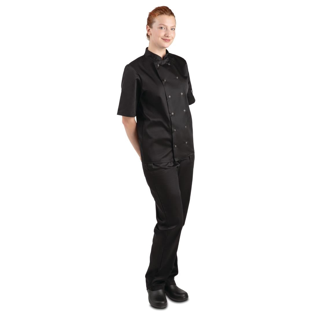 Whites Vegas Unisex Chefs Jacket Short Sleeve Black 4XL - A439-4XL