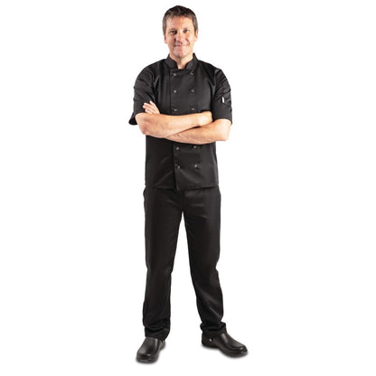 Whites Vegas Unisex Chefs Jacket Short Sleeve Black 4XL - A439-4XL