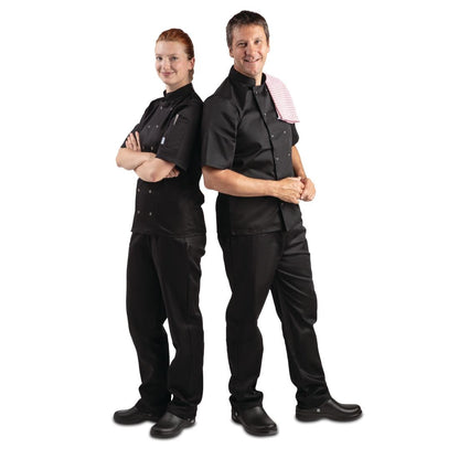 Whites Vegas Unisex Chefs Jacket Short Sleeve Black 4XL - A439-4XL