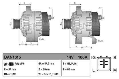 Denso Alternator DAN1015