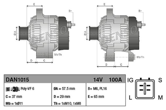 Denso Alternator DAN1015