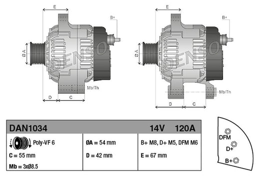 Denso Alternator DAN1034