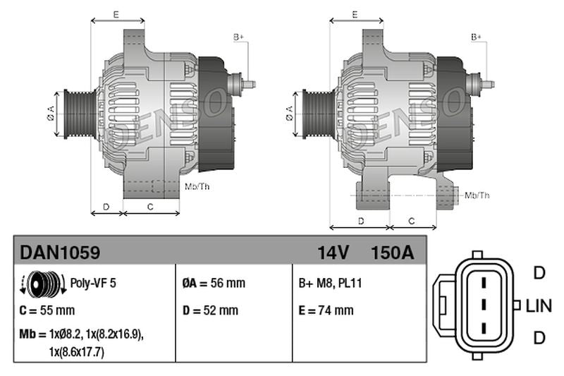Denso Alternator DAN1059