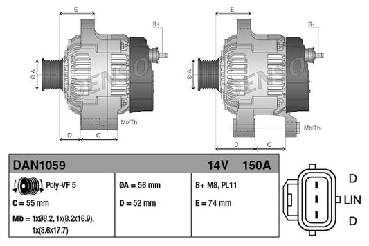 Denso Alternator DAN1059