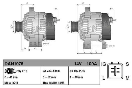 Denso Alternator DAN1076